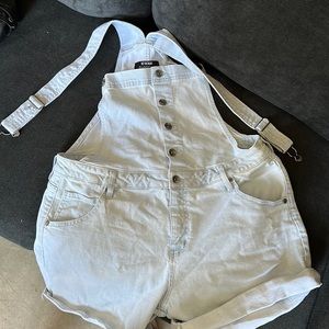 Denim overall shorts